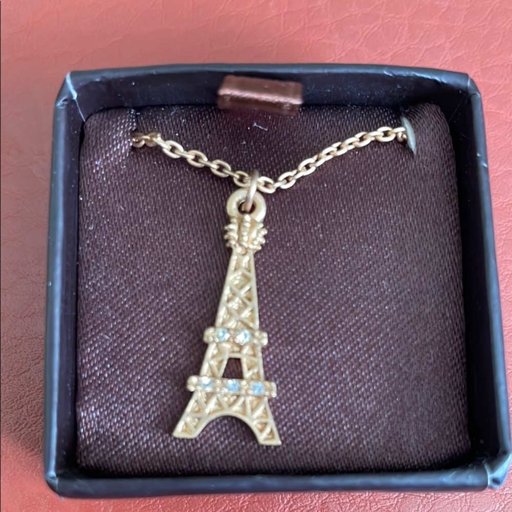 Gold Eiffel Tower Pendant Necklace